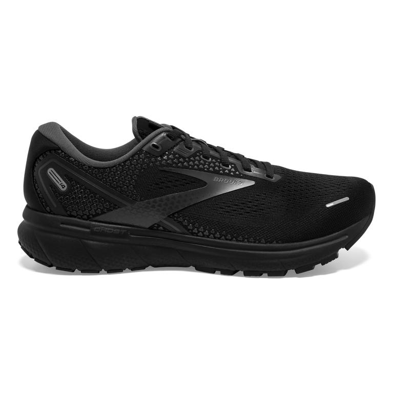 Brooks GHOST 14 Cushioned Road Running Shoes Mens Sale - Black/White/Charcoal/Ebony (BYN254367)